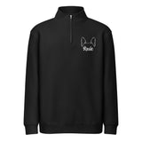 Personalized Big Boston Terrier Dog Ears With Name Unisex Premium 1/4 Zip Sweatshirt . Black