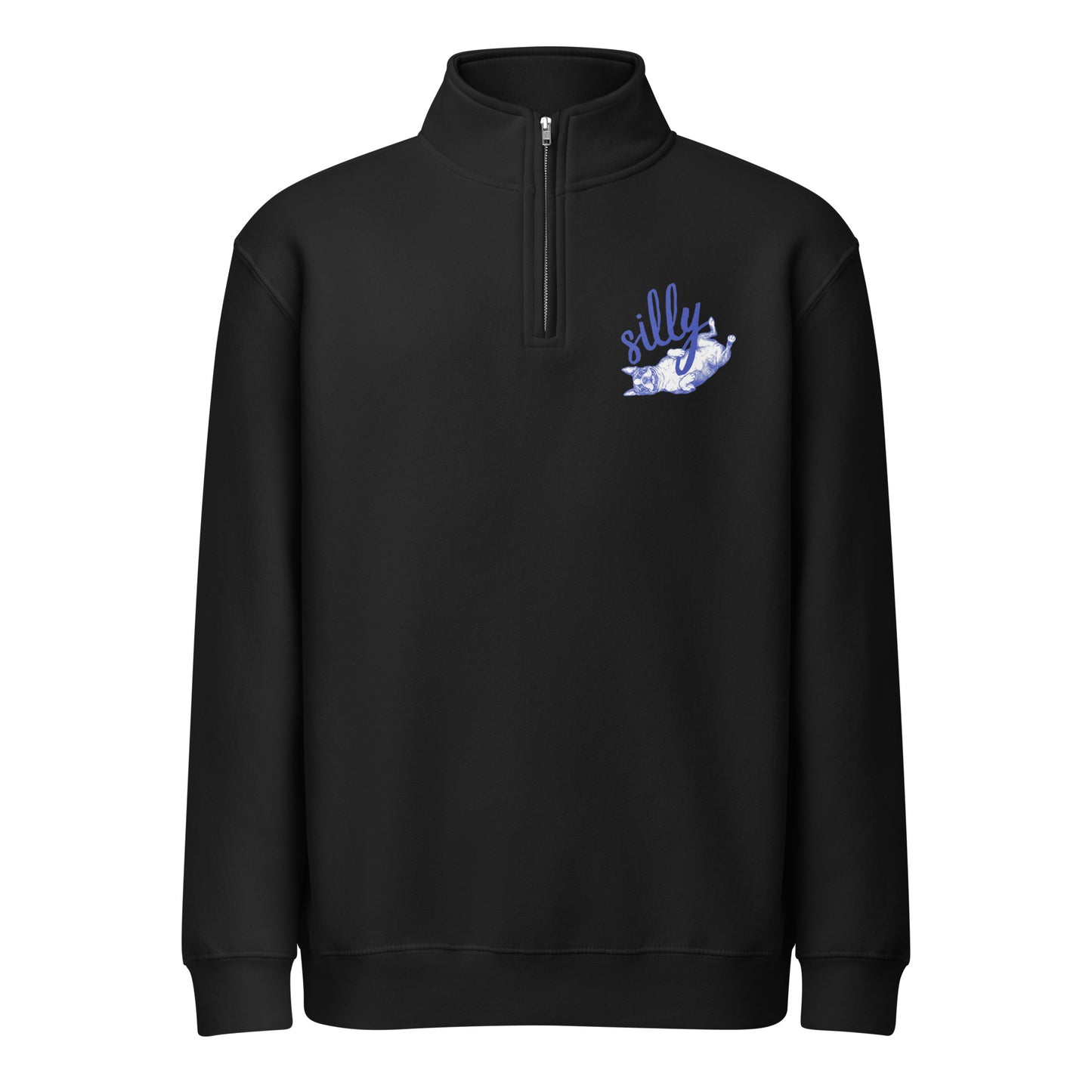Silly Boston Terrier Dog Upside Down Premium 1/4 Zip Sweatshirt . Black