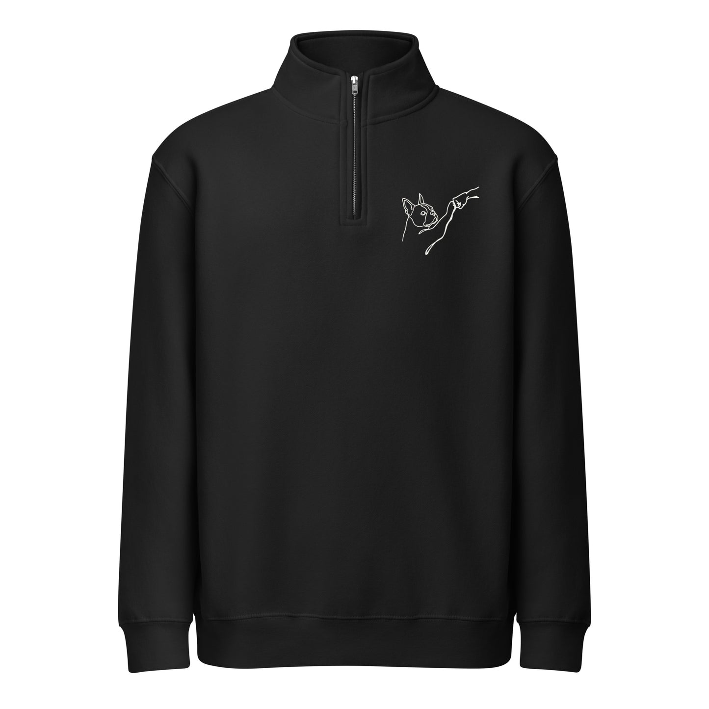 Dog Fist Bump Unisex Premium 1/4 Zip Sweatshirt . Black