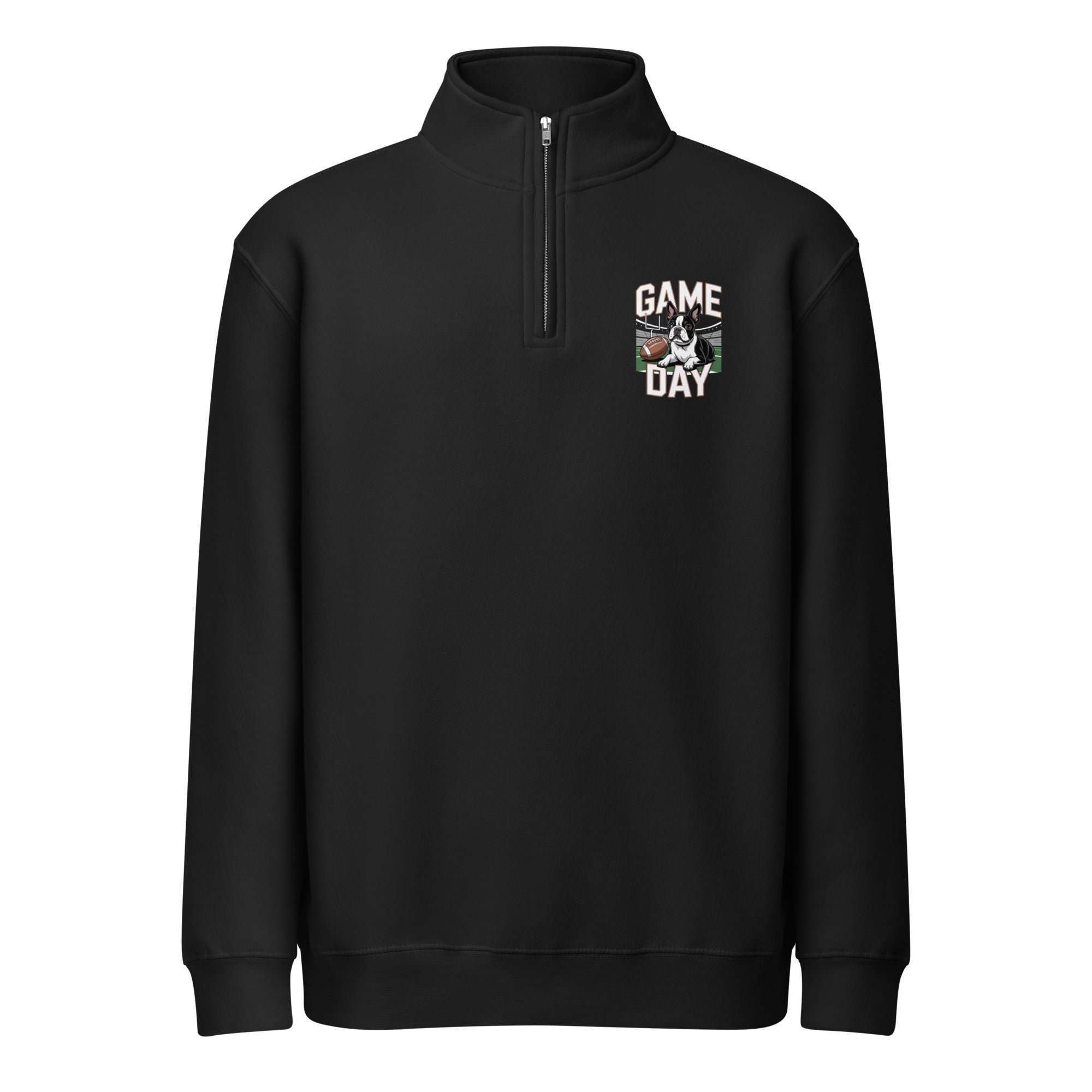 Game Day Boston Terrier Dog Football Premium 1/4 Zip Sweatshirt . Black