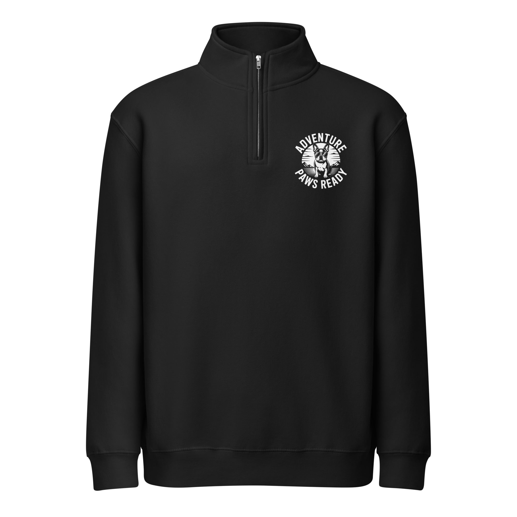 Adventure Paws Ready Boston Terrier Dog Premium 1/4 Zip Sweatshirt . Black