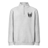 Bostie Face Embroidered Unisex Premium 1/4 Zip Sweatshirt . Heather Grey