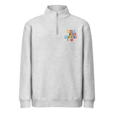 1970s British Punk Ransom Note Boston Terrier Dog Unisex Premium 1/4 Zip Sweatshirt . Heather Grey