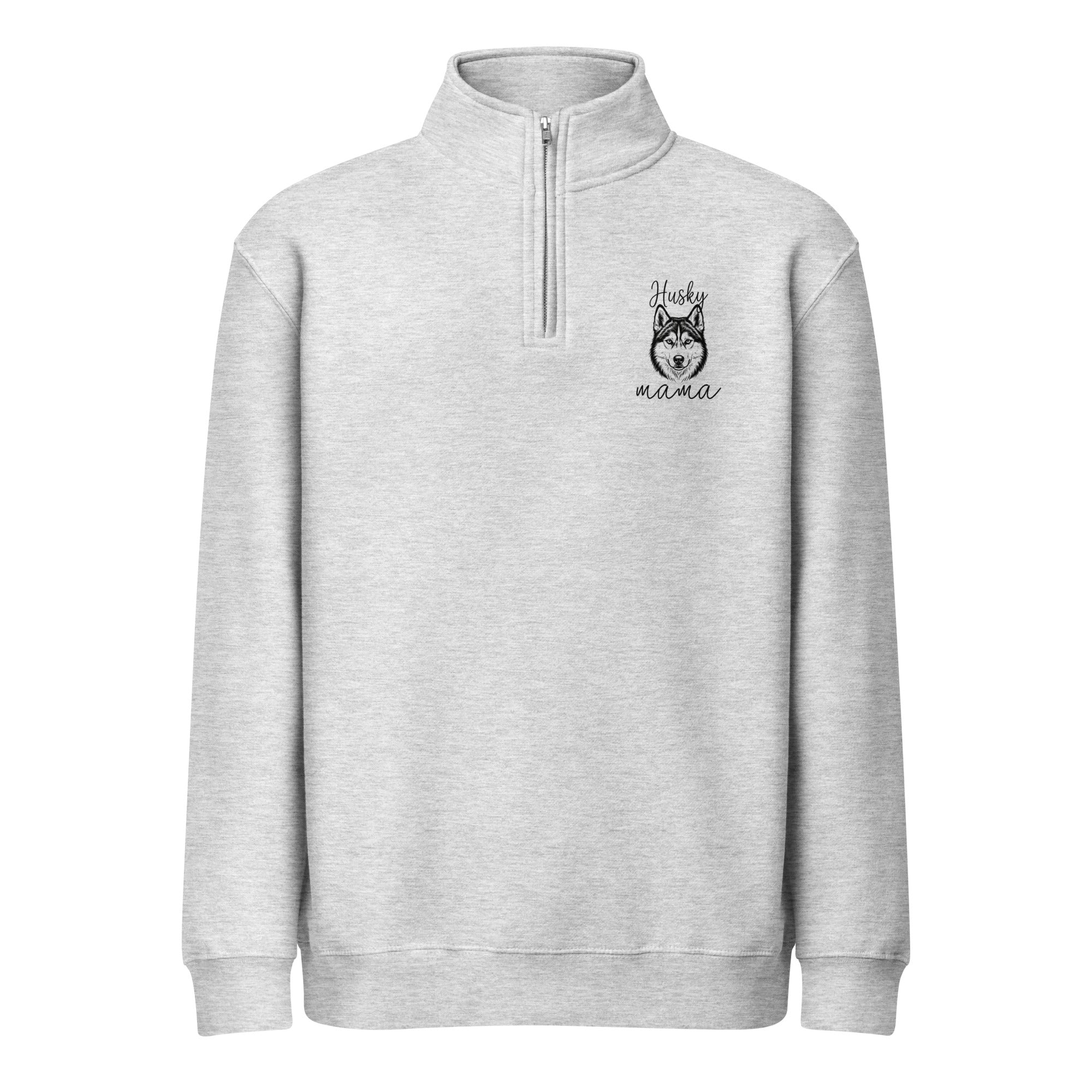 Husky Mama Premium 1/4 Zip Sweatshirt . Heather Grey