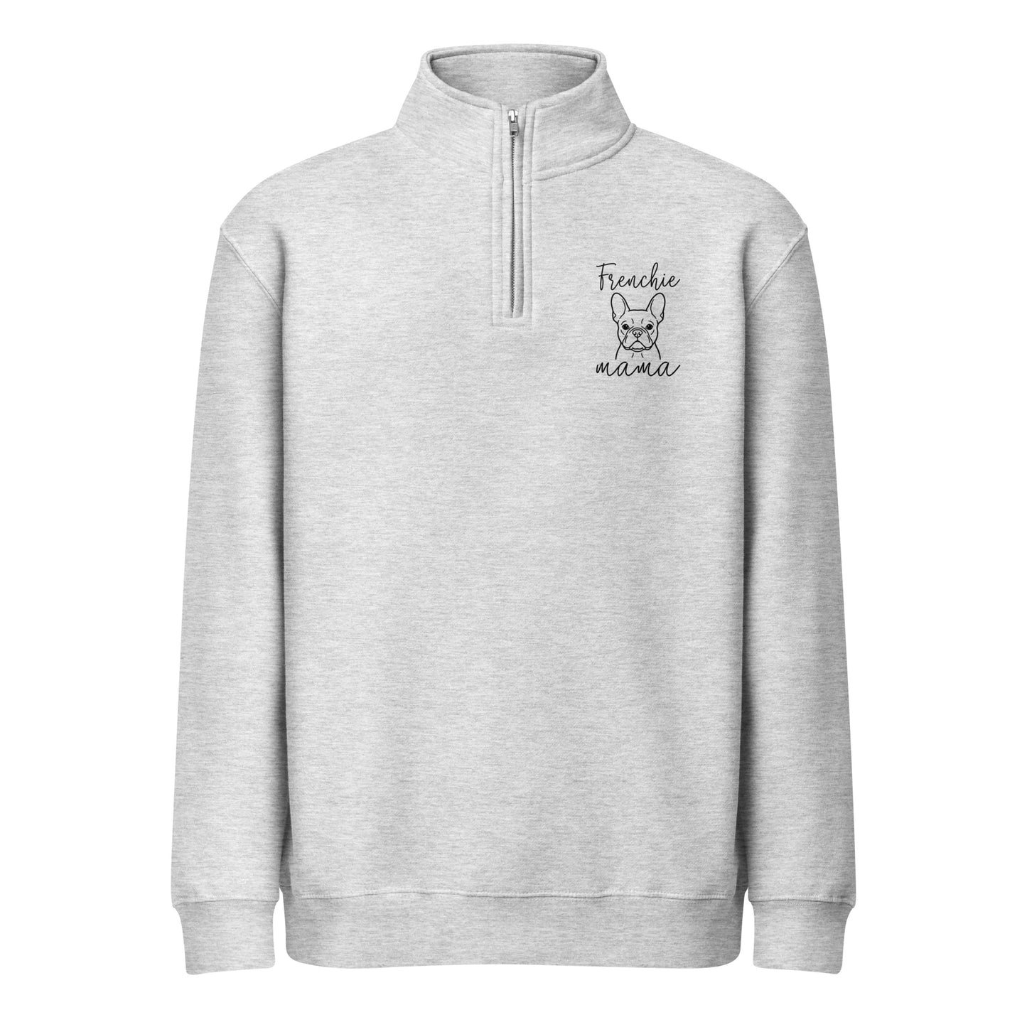 Frenchie Mama Premium 1/4 Zip Sweatshirt . Heather Grey