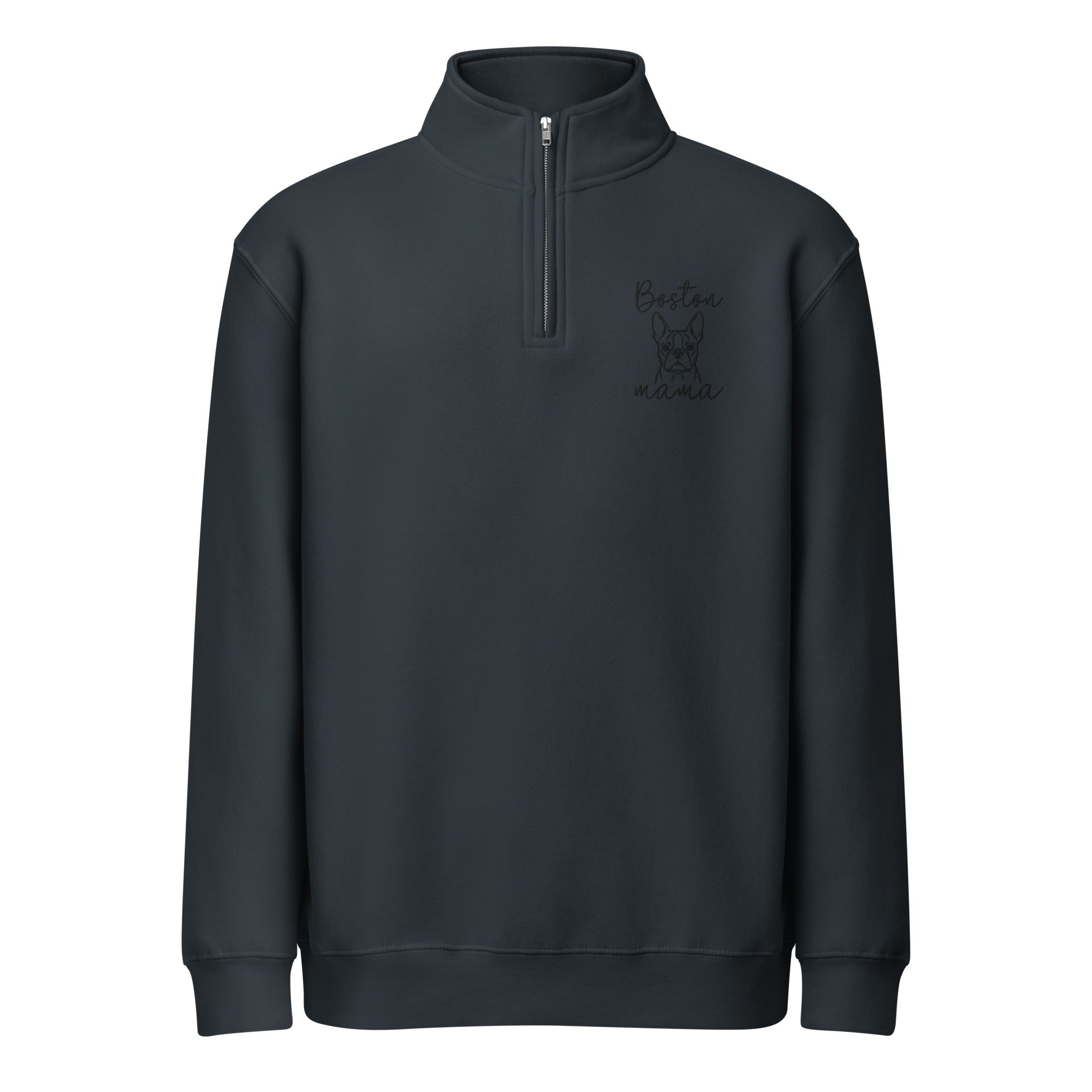 Boston Mama Embroidered Premium 1/4 Zip Sweatshirt . Navy