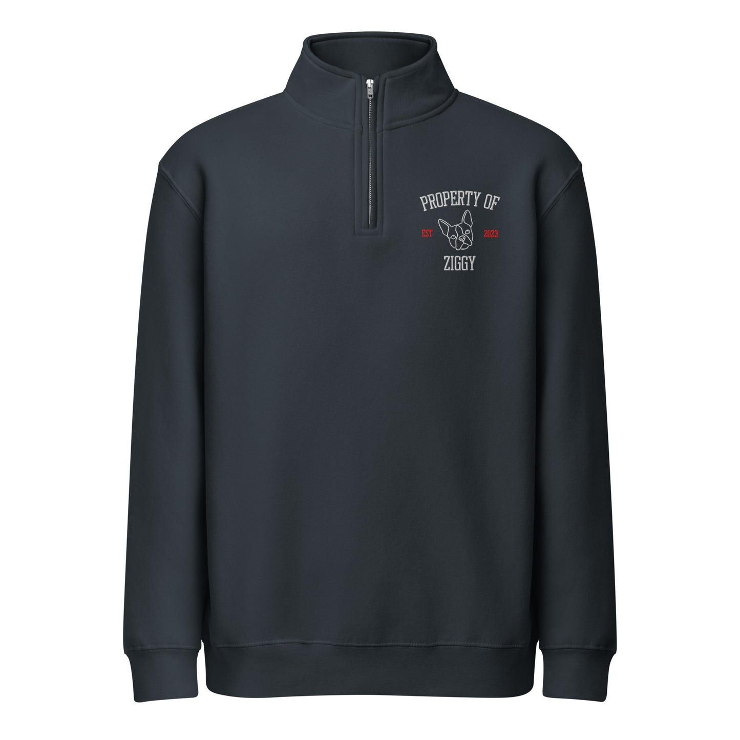 Property Of My Dog Custom Embroidered Unisex Premium 1/4 Zip Sweatshirt . Navy