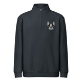 Bostie Face Embroidered Unisex Premium 1/4 Zip Sweatshirt . Navy