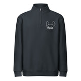 Personalized Big Boston Terrier Dog Ears With Name Unisex Premium 1/4 Zip Sweatshirt . Navy