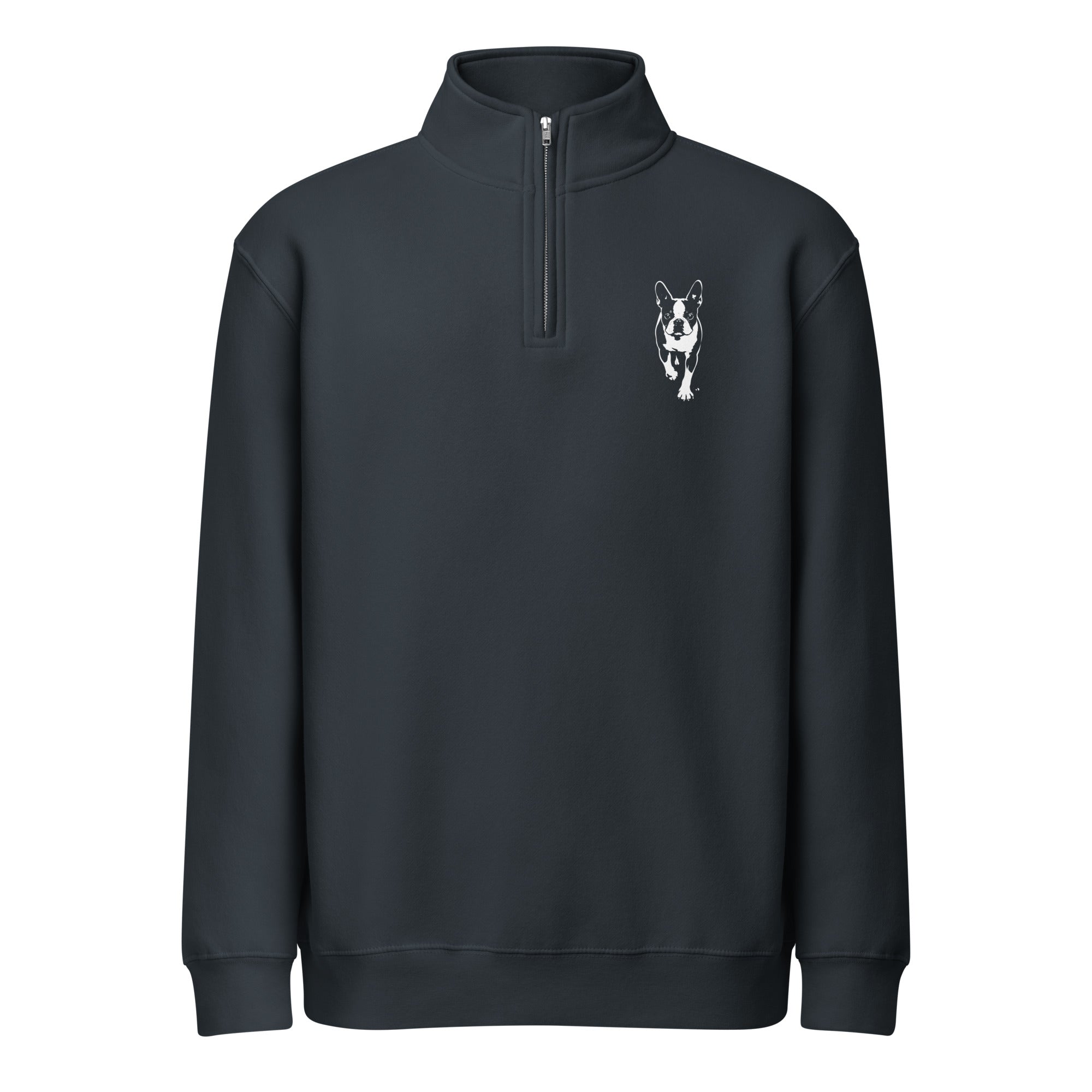 Boston Terrier Dog Stencil Graphic Unisex Premium 1/4 Zip Sweatshirt . Navy