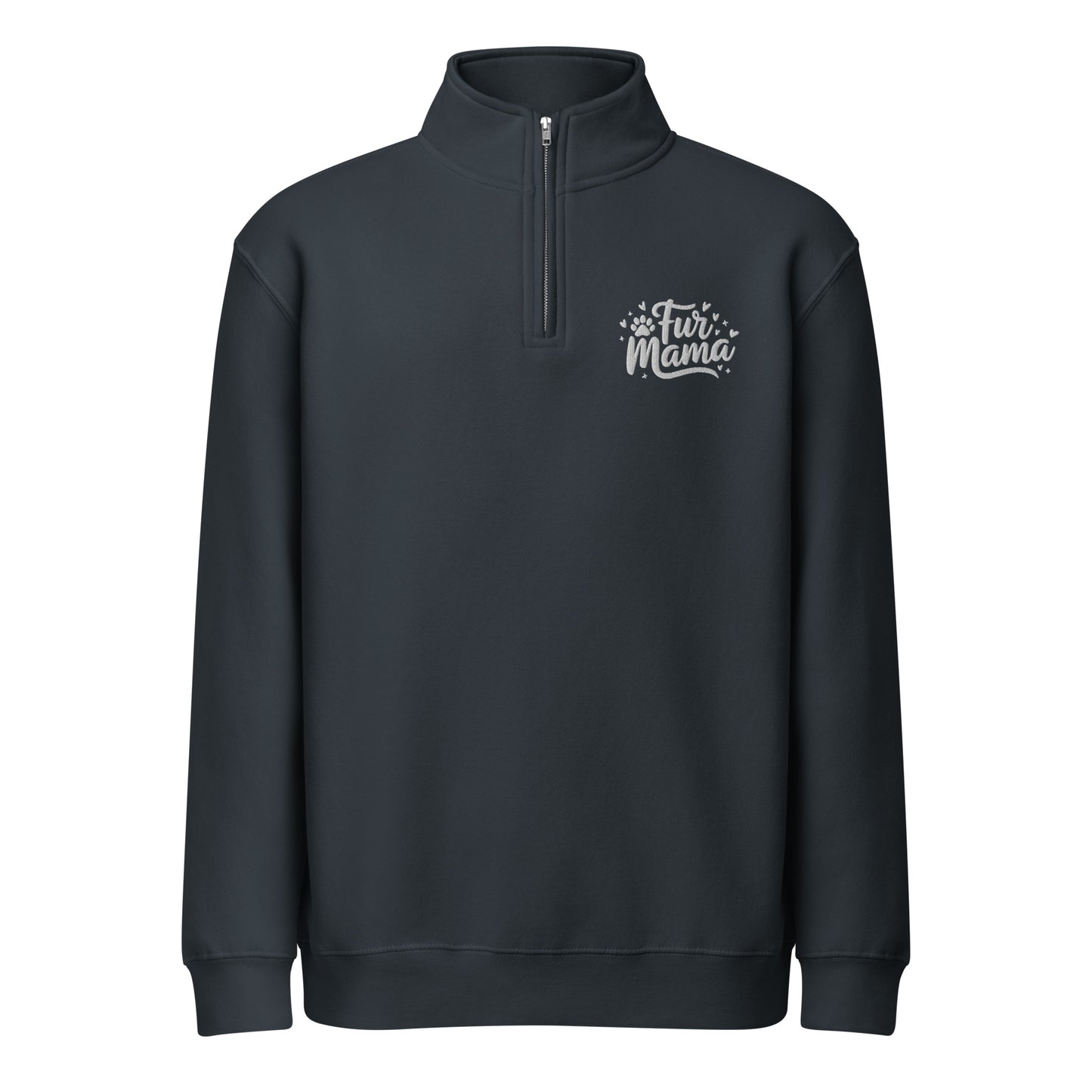 Fur Mama Embroidered Premium 1/4 Zip Sweatshirt . Navy