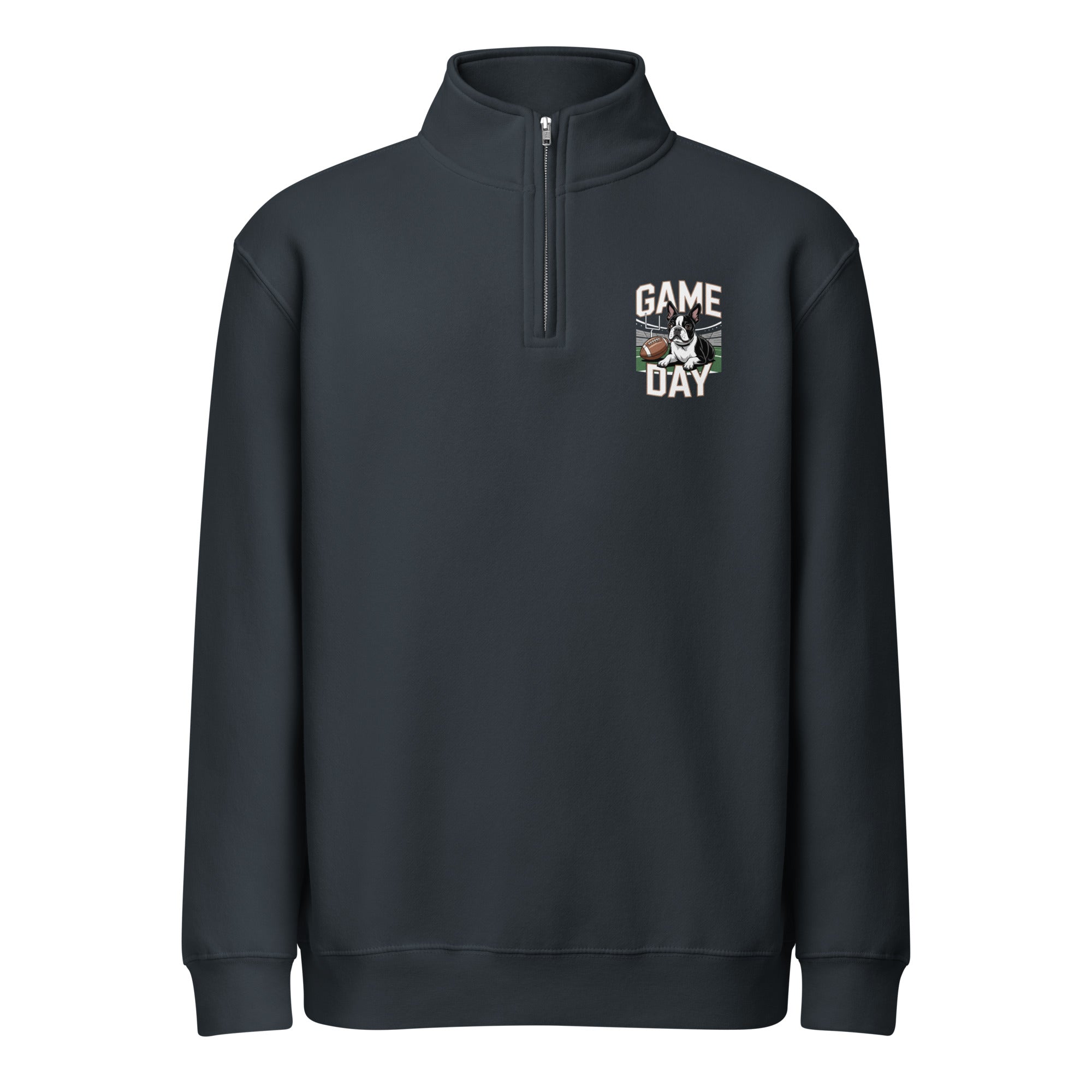 Game Day Boston Terrier Dog Football Premium 1/4 Zip Sweatshirt . Navy