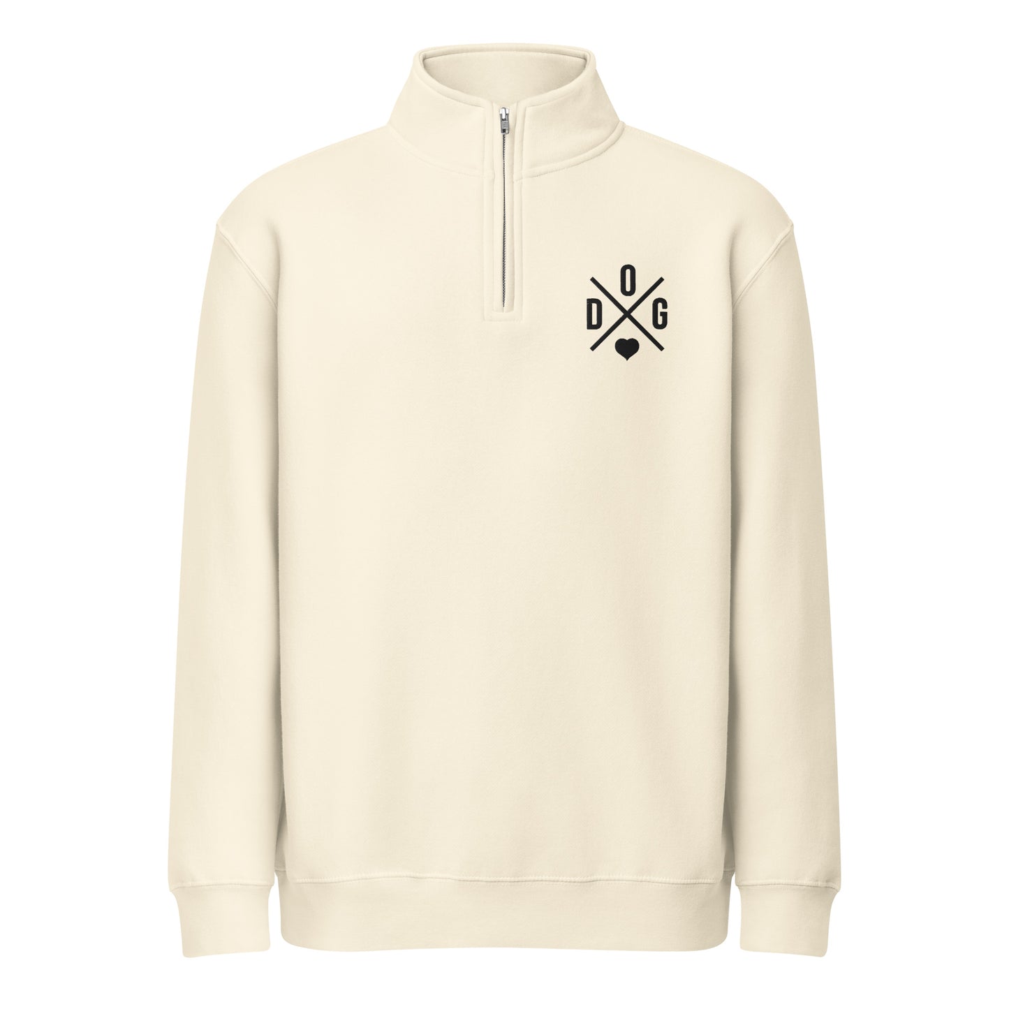 Dog Love Embroidered Unisex Premium 1/4 Zip Sweatshirt . Sandshell