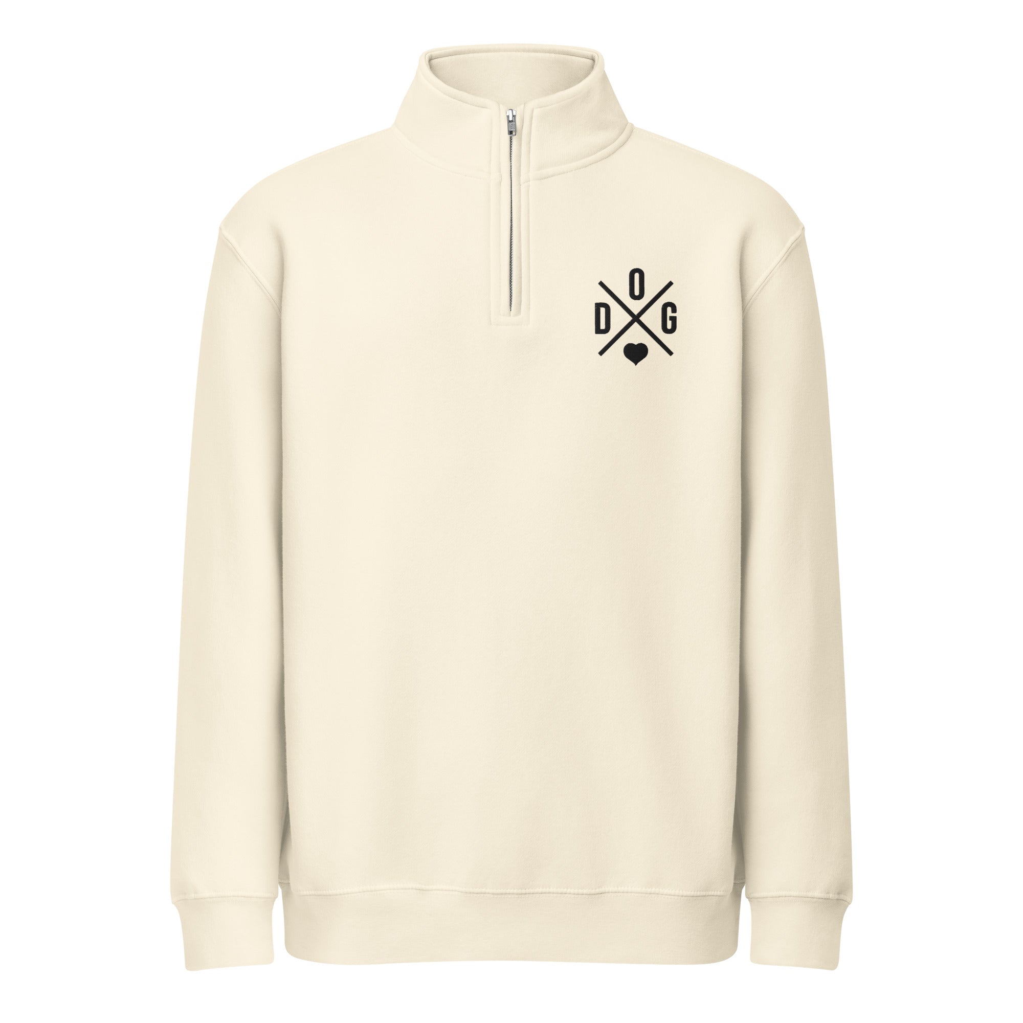 Dog Love Embroidered Unisex Premium 1/4 Zip Sweatshirt . Sandshell