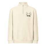 Personalized Big Boston Terrier Dog Ears With Name Unisex Premium 1/4 Zip Sweatshirt . Sandshell