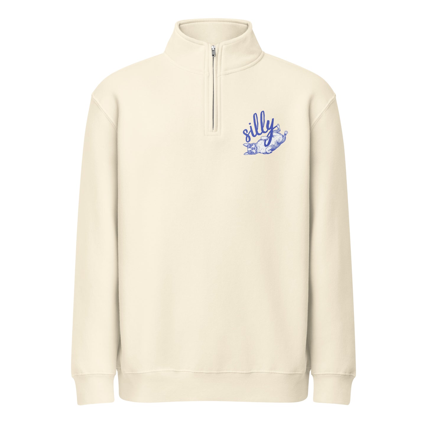 Silly Boston Terrier Dog Upside Down Premium 1/4 Zip Sweatshirt . Sandshell