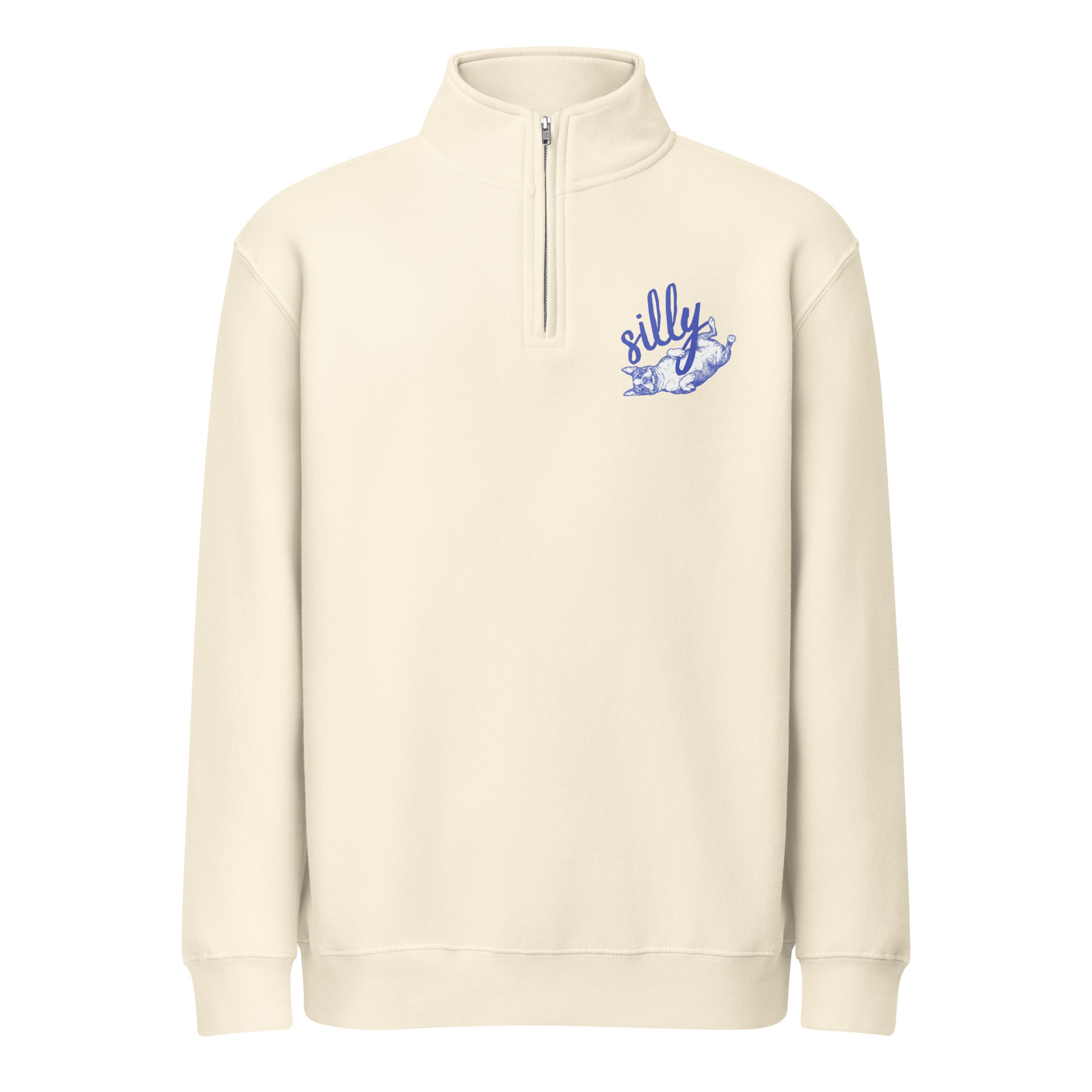 Silly Boston Terrier Dog Upside Down Premium 1/4 Zip Sweatshirt . Sandshell