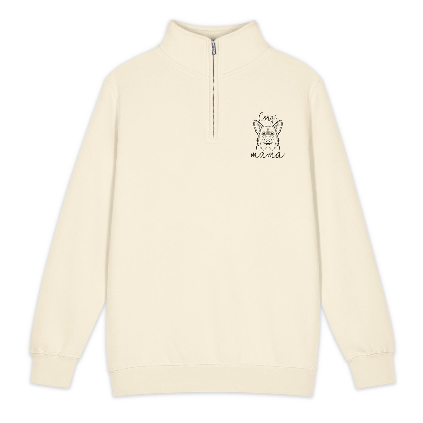 Corgi Mama Premium 1/4 Zip Sweatshirt . Sandshell