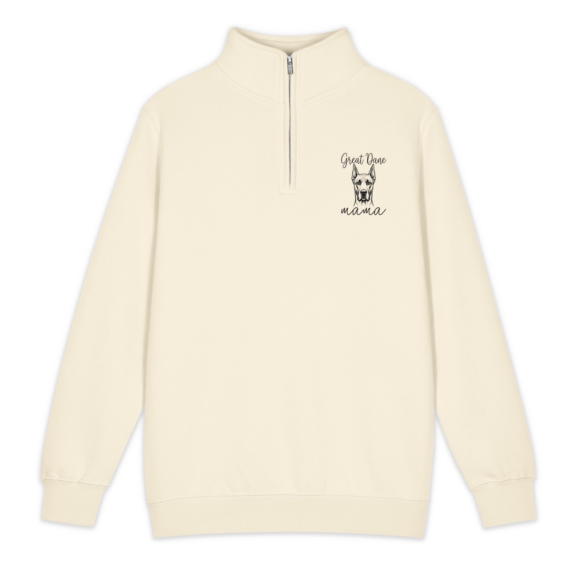 Great Dane Mama Premium 1/4 Zip Sweatshirt . Sandshell