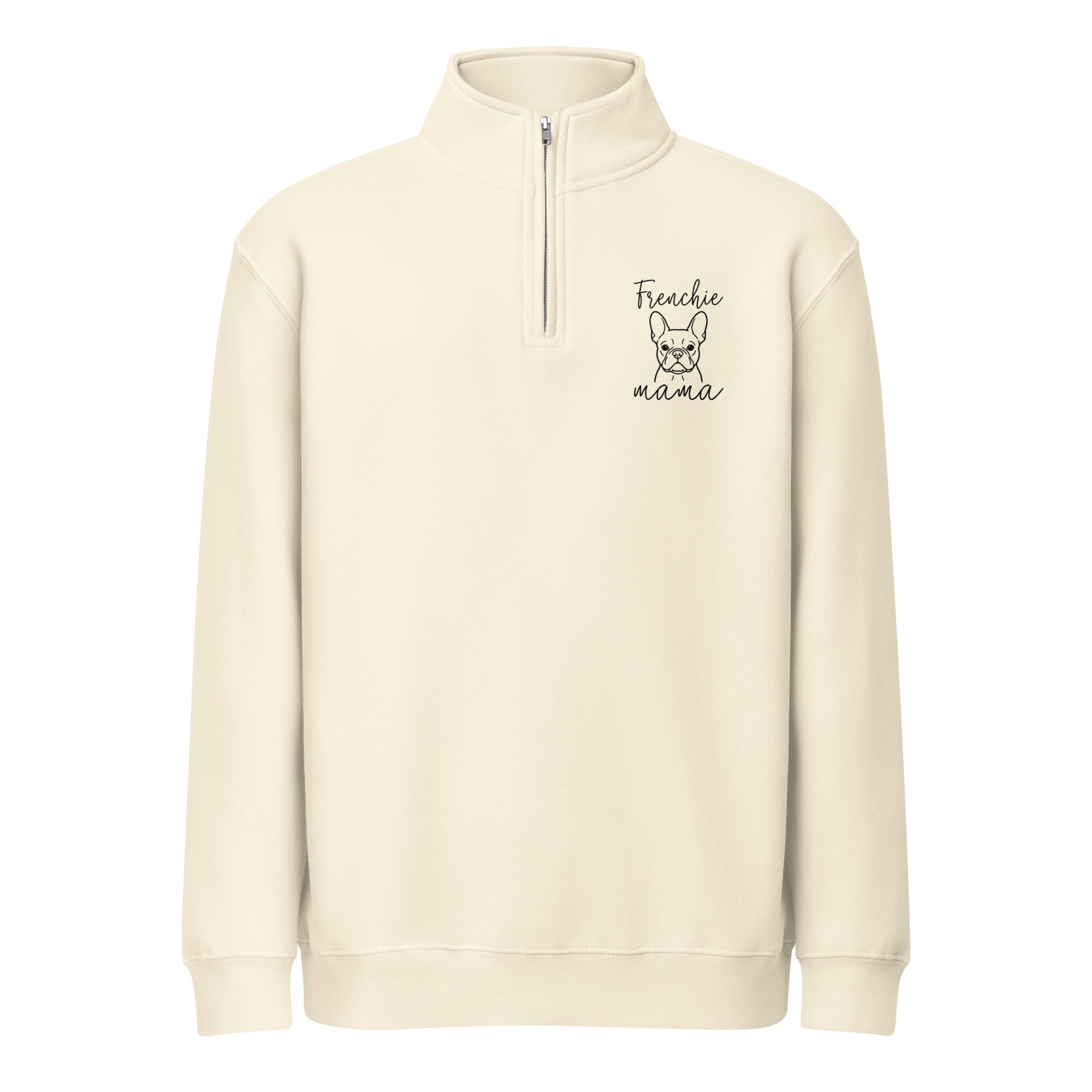 Frenchie Mama Premium 1/4 Zip Sweatshirt . Sandshell