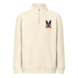 Woof Boston Terrier Dog Premium 1/4 Zip Sweatshirt . Sandshell