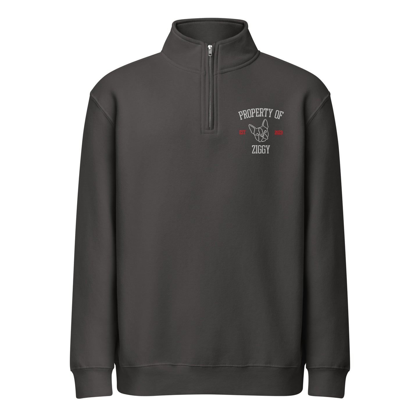 Property Of My Dog Custom Embroidered Unisex Premium 1/4 Zip Sweatshirt . Smoke