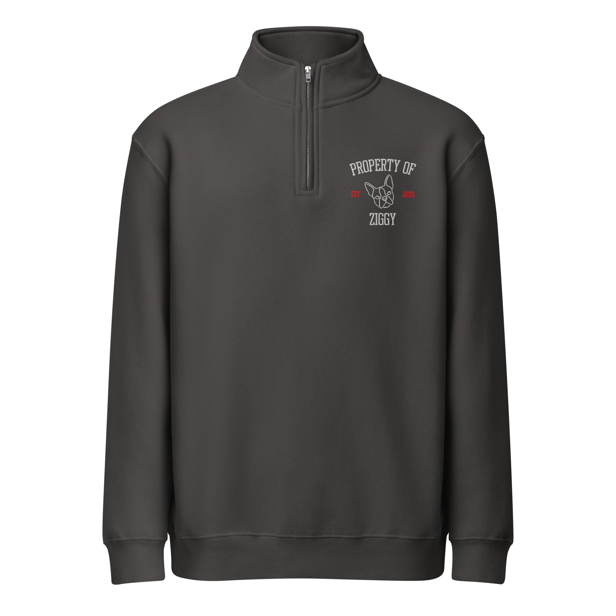 Property Of My Dog Custom Embroidered Unisex Premium 1/4 Zip Sweatshirt . Smoke