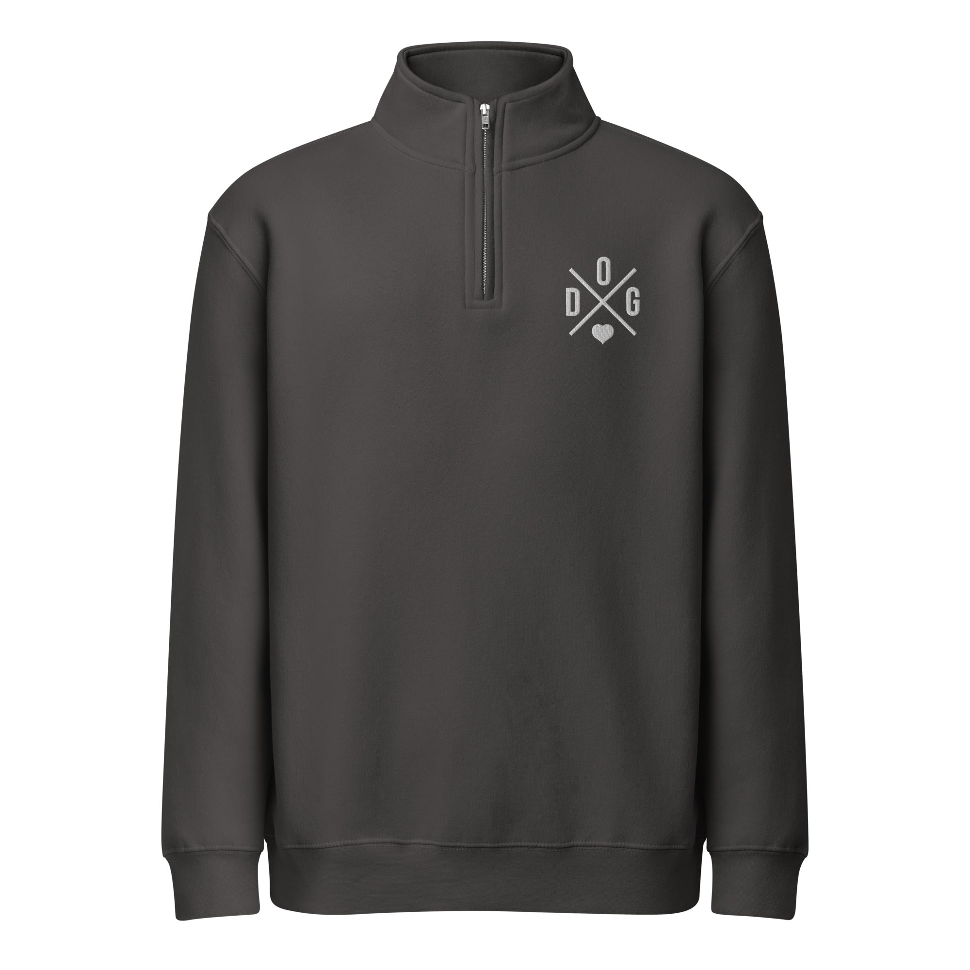 Dog Love Embroidered Unisex Premium 1/4 Zip Sweatshirt . Smoke
