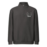 Personalized Big Boston Terrier Dog Ears With Name Unisex Premium 1/4 Zip Sweatshirt . Smoke