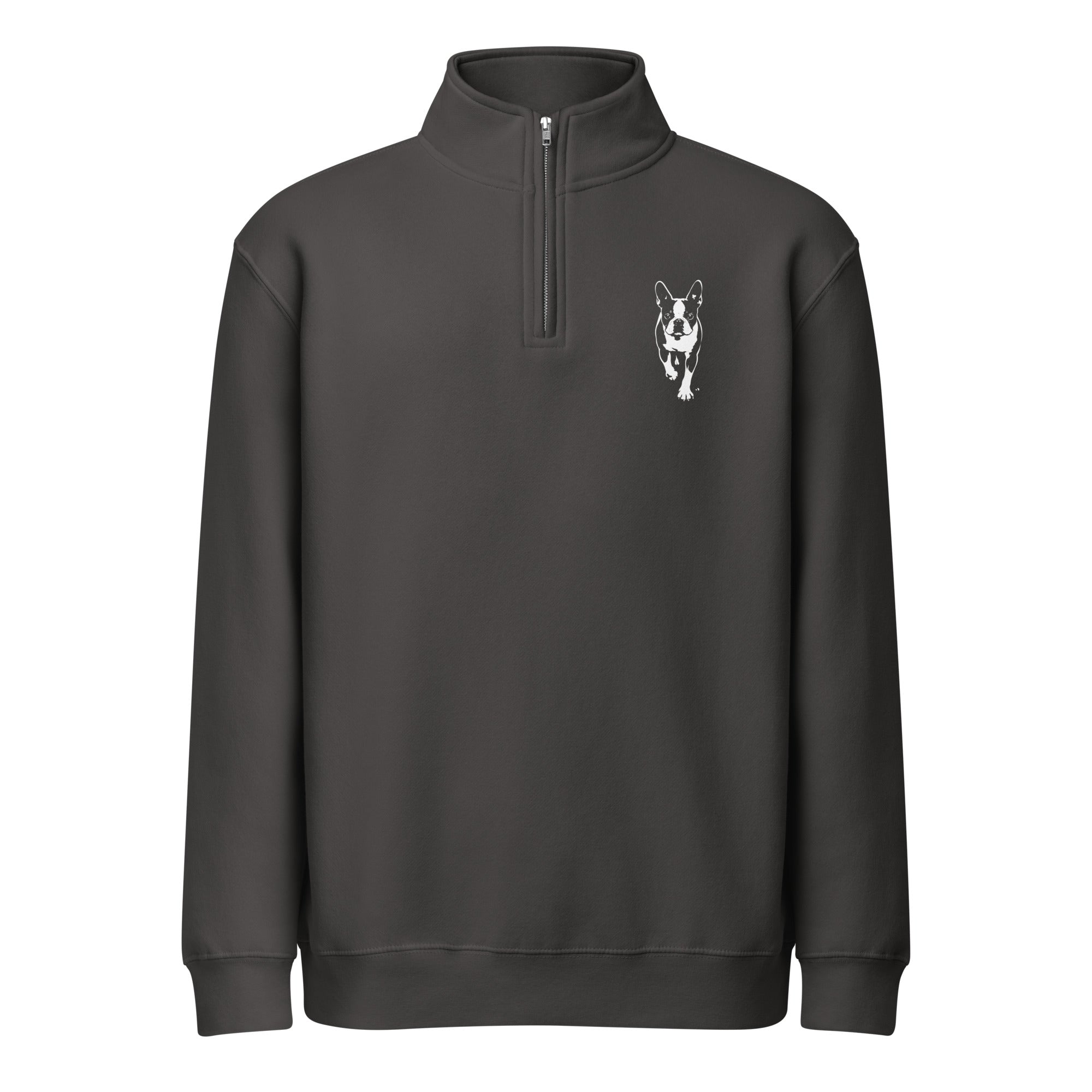 Boston Terrier Dog Stencil Graphic Unisex Premium 1/4 Zip Sweatshirt . Smoke