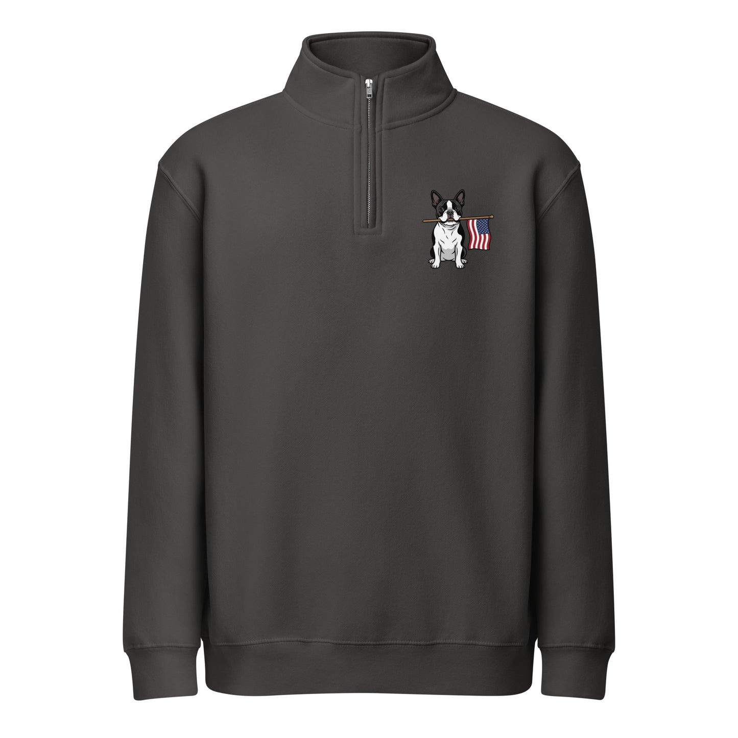 American Flag Boston Terrier Dog Premium 1/4 Zip Sweatshirt . Smoke