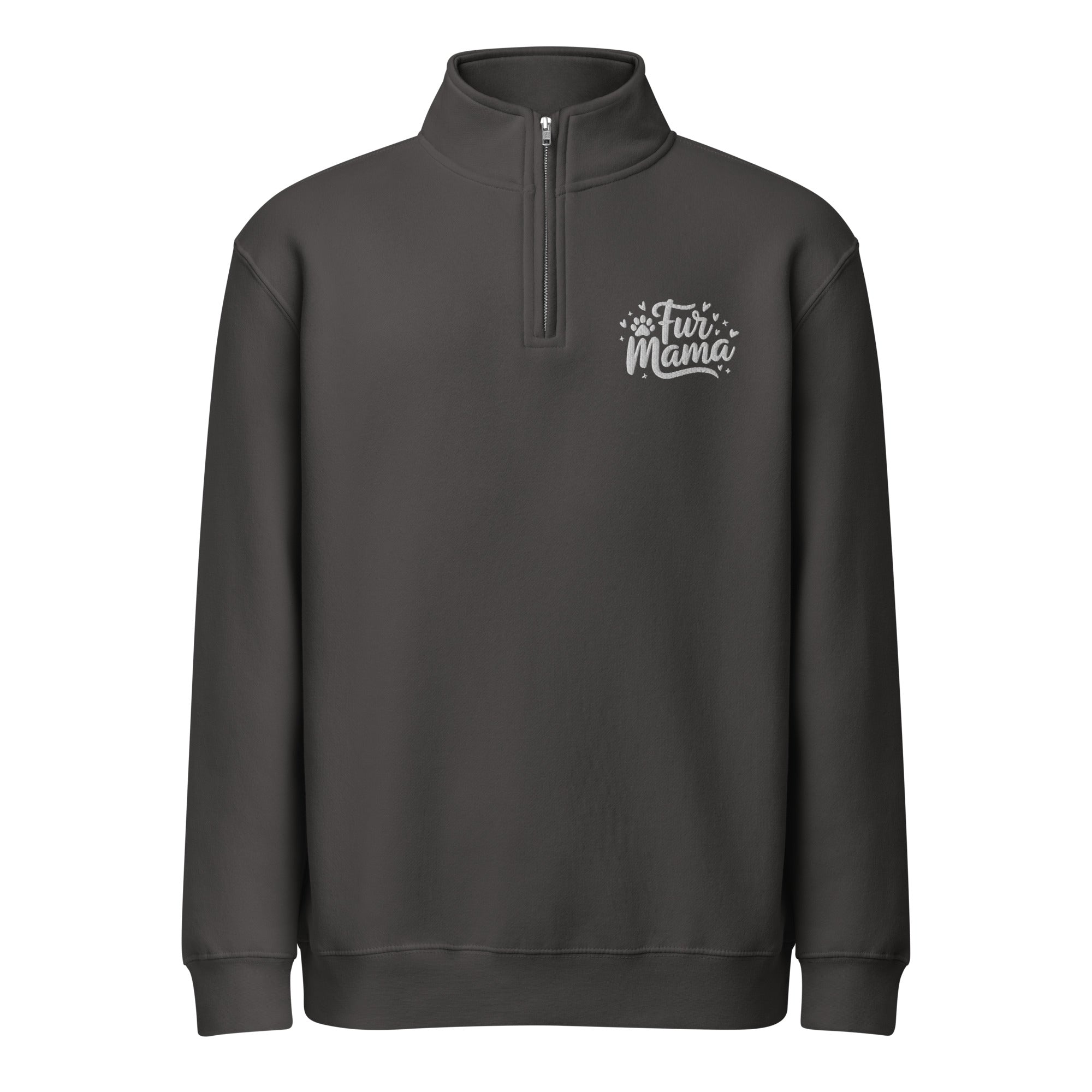 Fur Mama Embroidered Premium 1/4 Zip Sweatshirt . Smoke