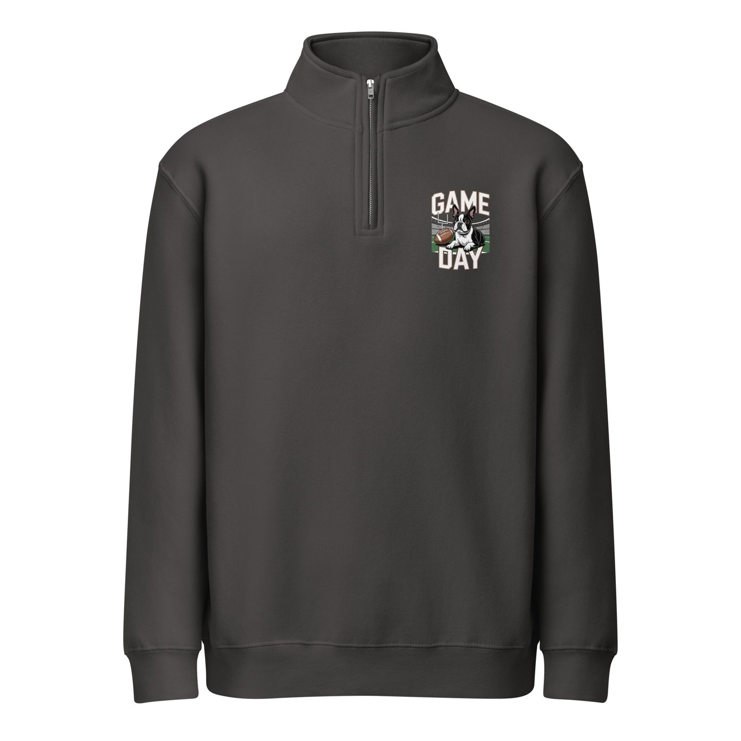 Game Day Boston Terrier Dog Football Premium 1/4 Zip Sweatshirt . Smoke