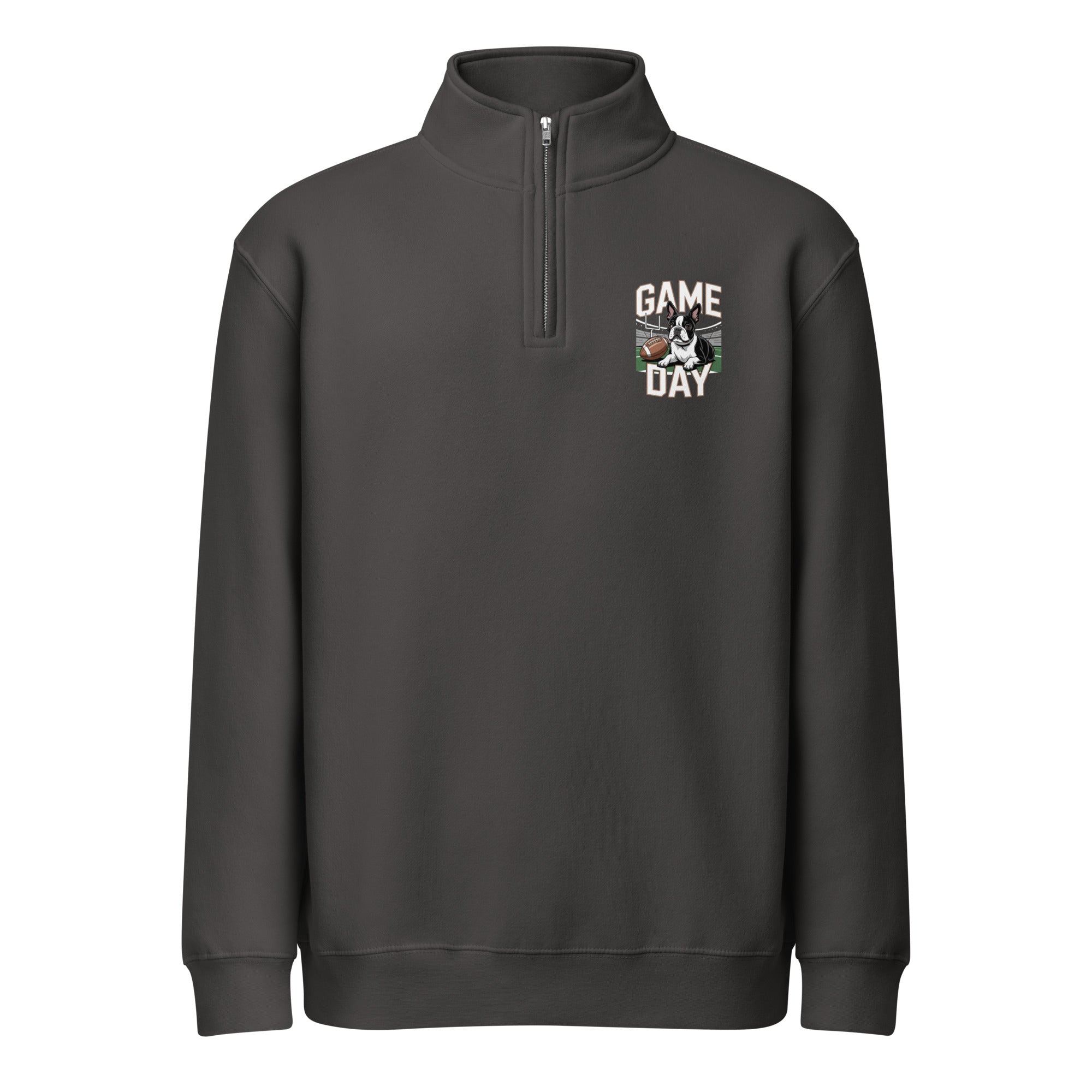 Game Day Boston Terrier Dog Football Premium 1/4 Zip Sweatshirt . Smoke