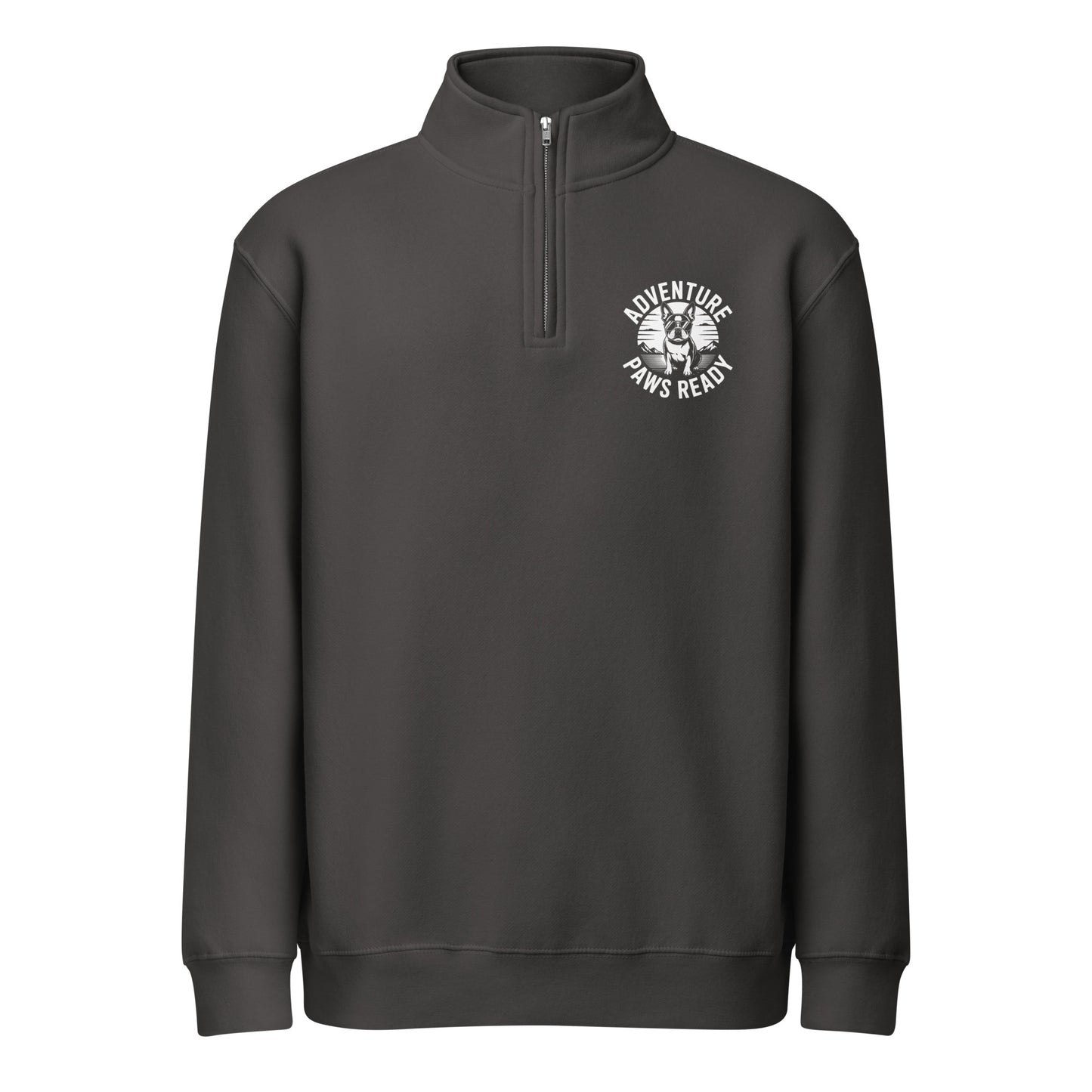 Adventure Paws Ready Boston Terrier Dog Premium 1/4 Zip Sweatshirt . Smoke