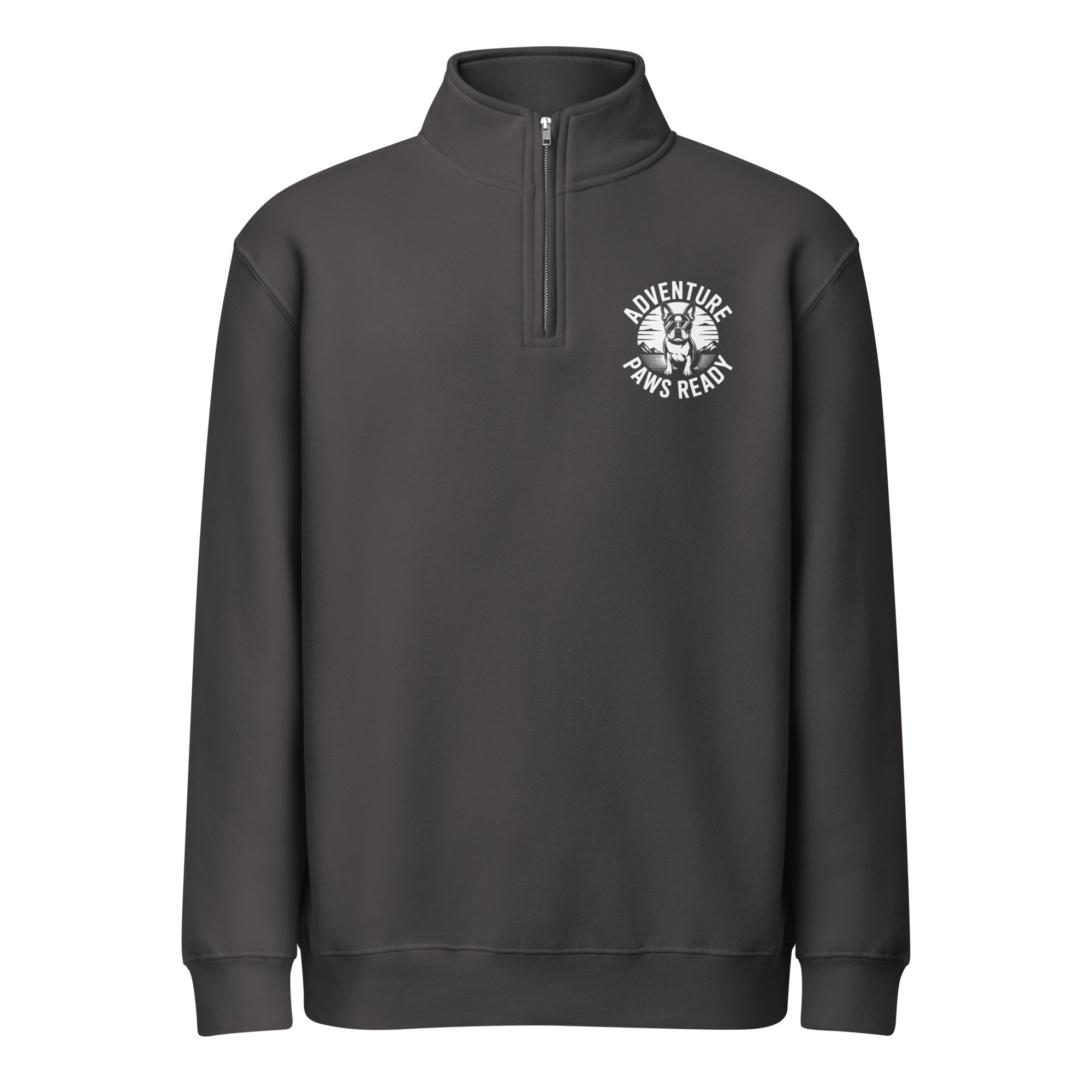 Adventure Paws Ready Boston Terrier Dog Premium 1/4 Zip Sweatshirt . Smoke