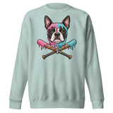 Baseball Drip Boston Terrier Dog Unisex Premium Sweatshirt . Agave