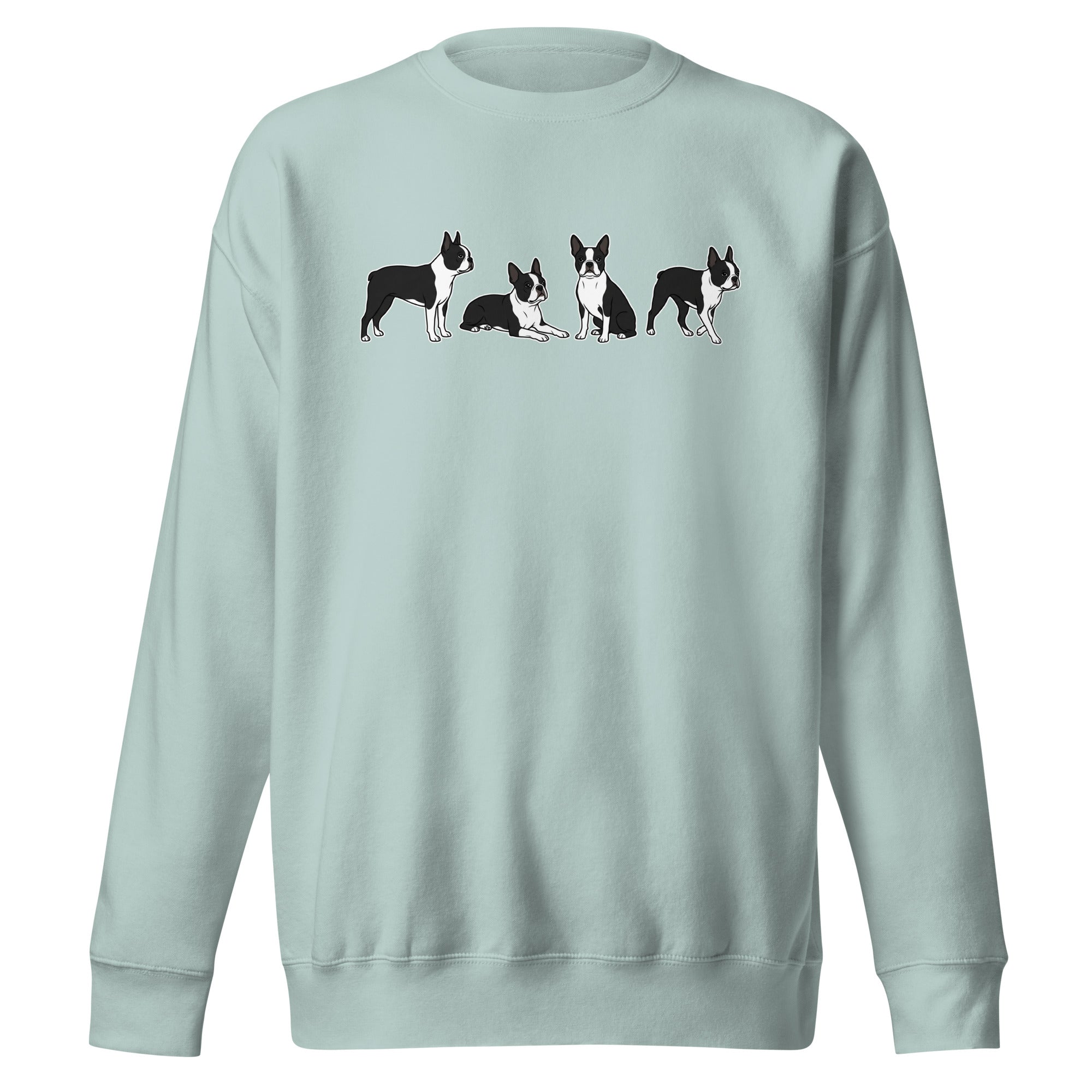 4 Boston Terrier Poses Unisex Premium Sweatshirt . Agave