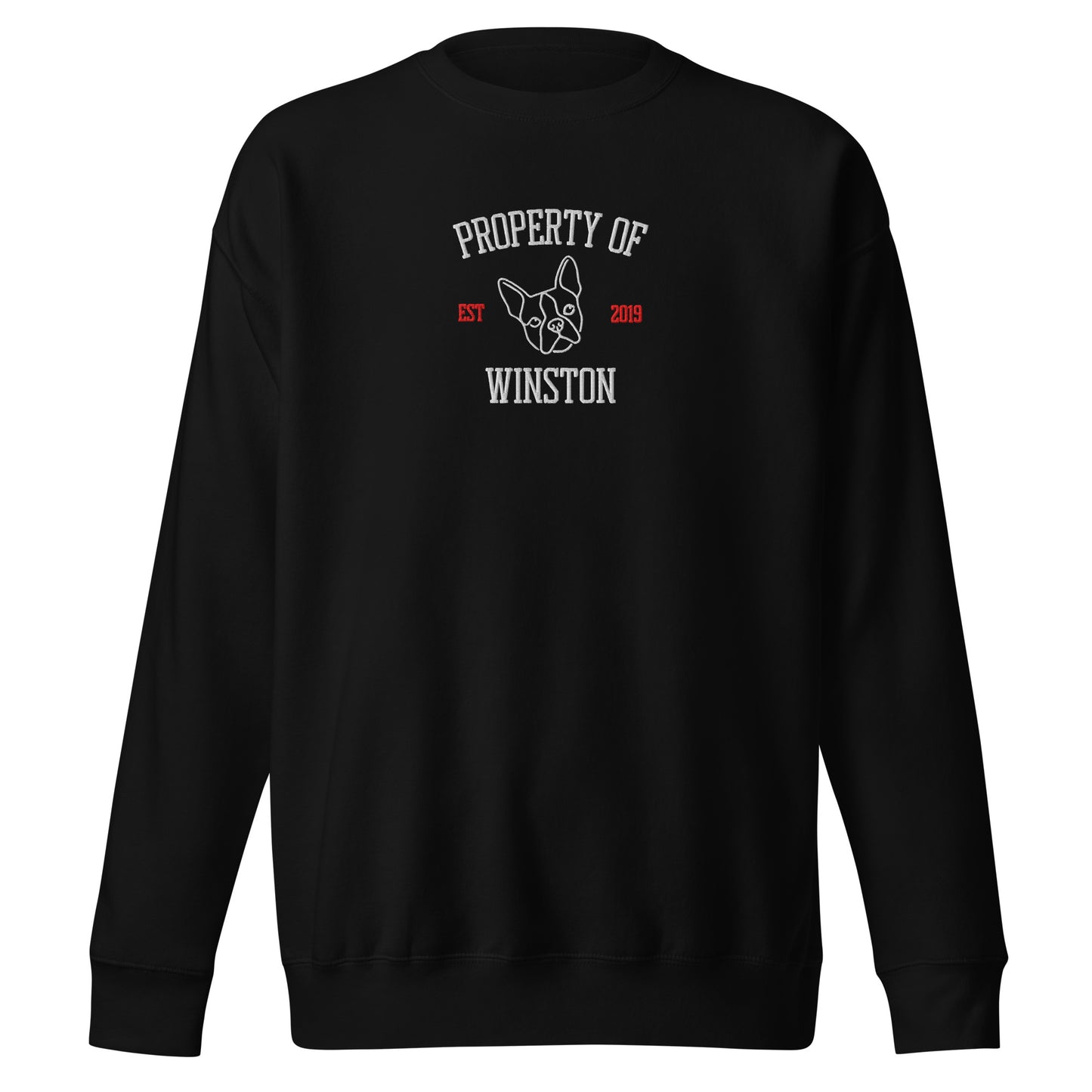 Property Of My Dog Custom Embroidered Unisex Premium Sweatshirt . Black