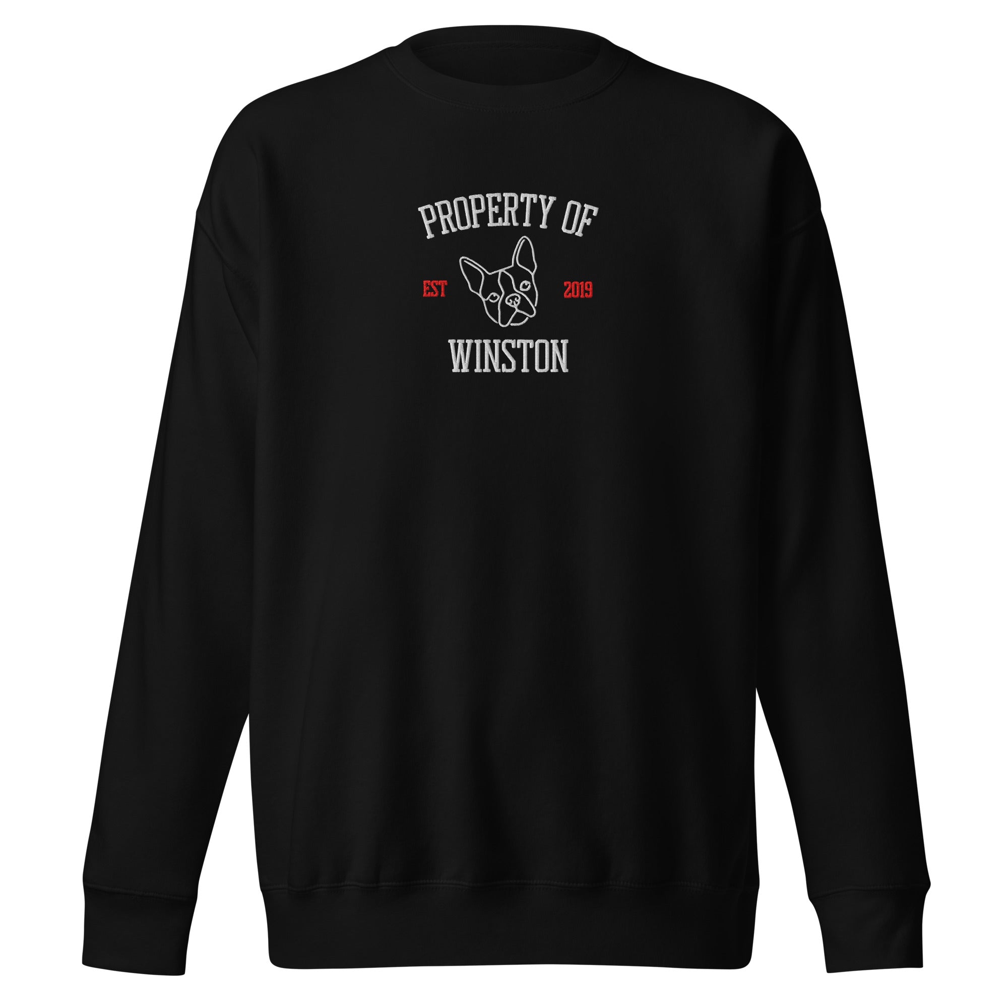 Property Of My Dog Custom Embroidered Unisex Premium Sweatshirt . Black