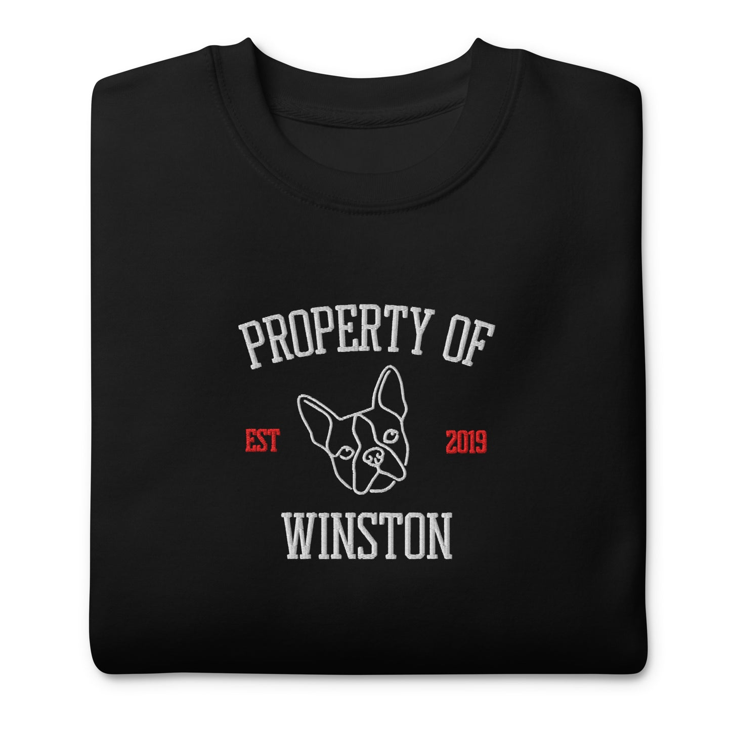 Property Of My Dog Custom Embroidered Unisex Premium Sweatshirt .