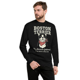 Boston Terrier “The American Gentleman” Chin Rest & Snuggle Expert Unisex Premium Sweatshirt .
