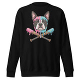 Baseball Drip Boston Terrier Dog Unisex Premium Sweatshirt . Black