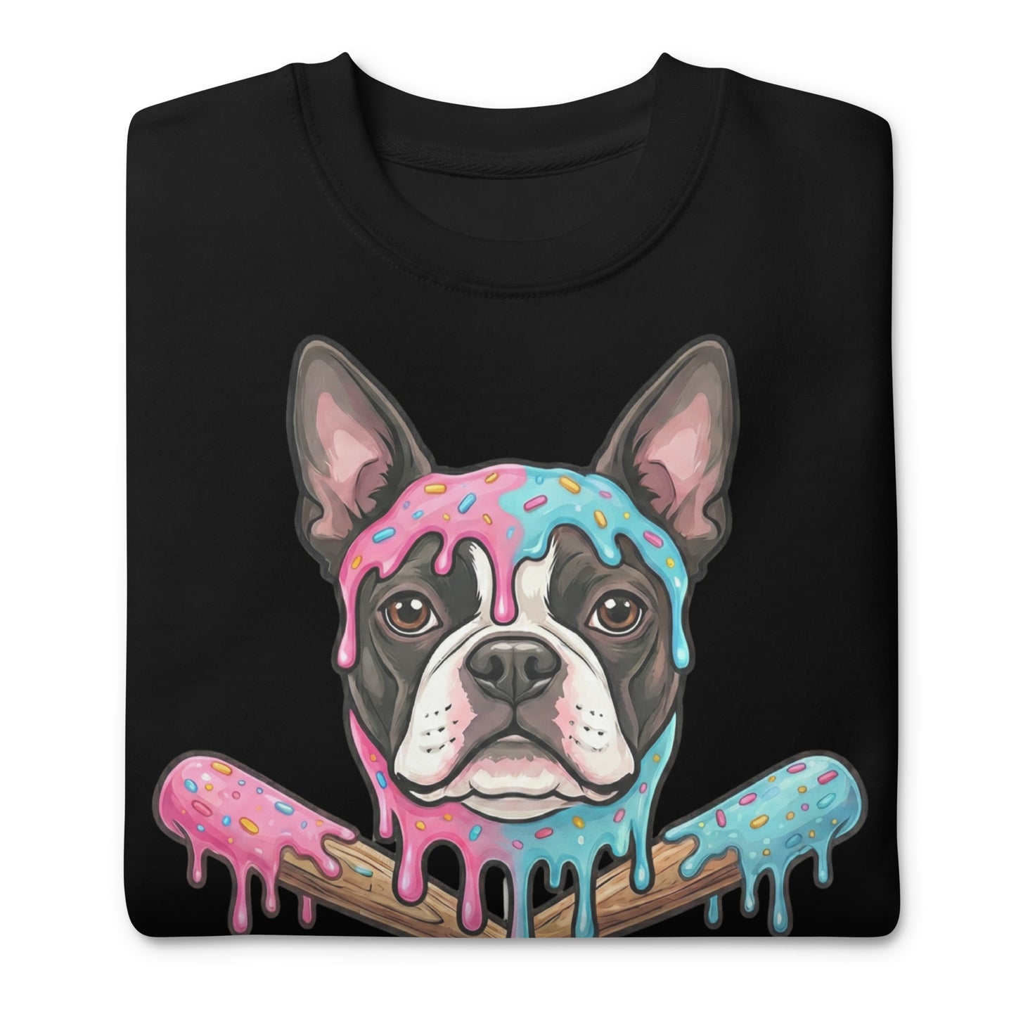 Baseball Drip Boston Terrier Dog Unisex Premium Sweatshirt .