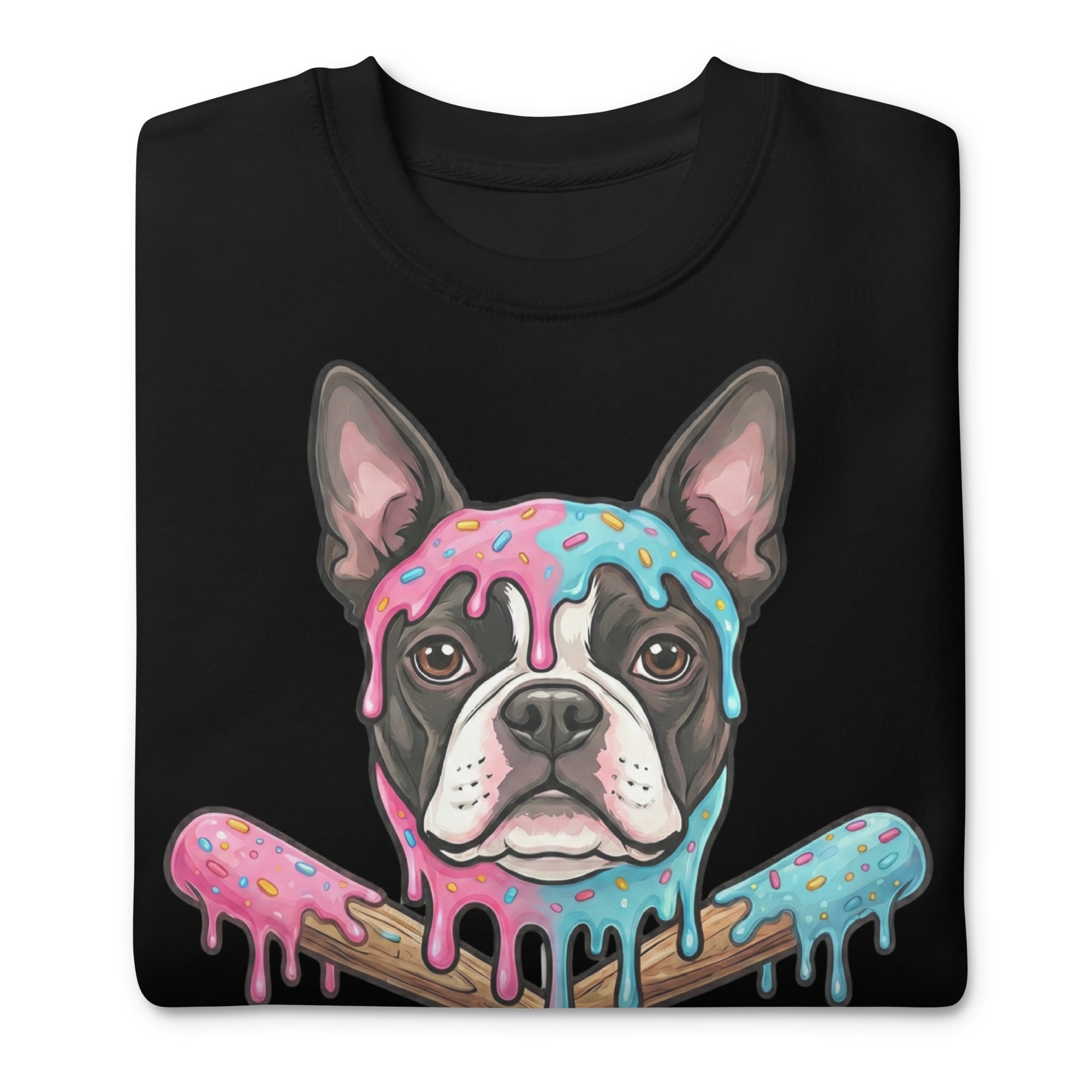 Baseball Drip Boston Terrier Dog Unisex Premium Sweatshirt .