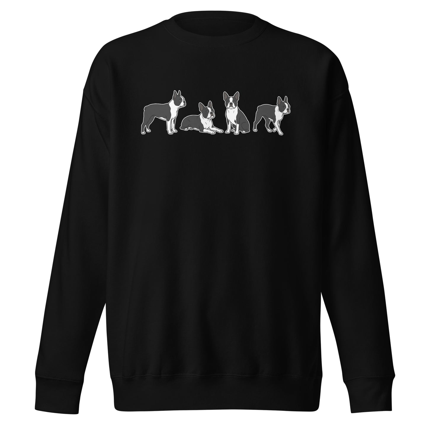 4 Boston Terrier Poses Unisex Premium Sweatshirt . Black