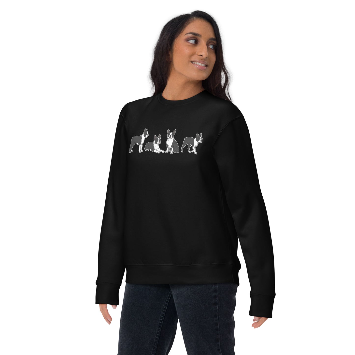 4 Boston Terrier Poses Unisex Premium Sweatshirt .