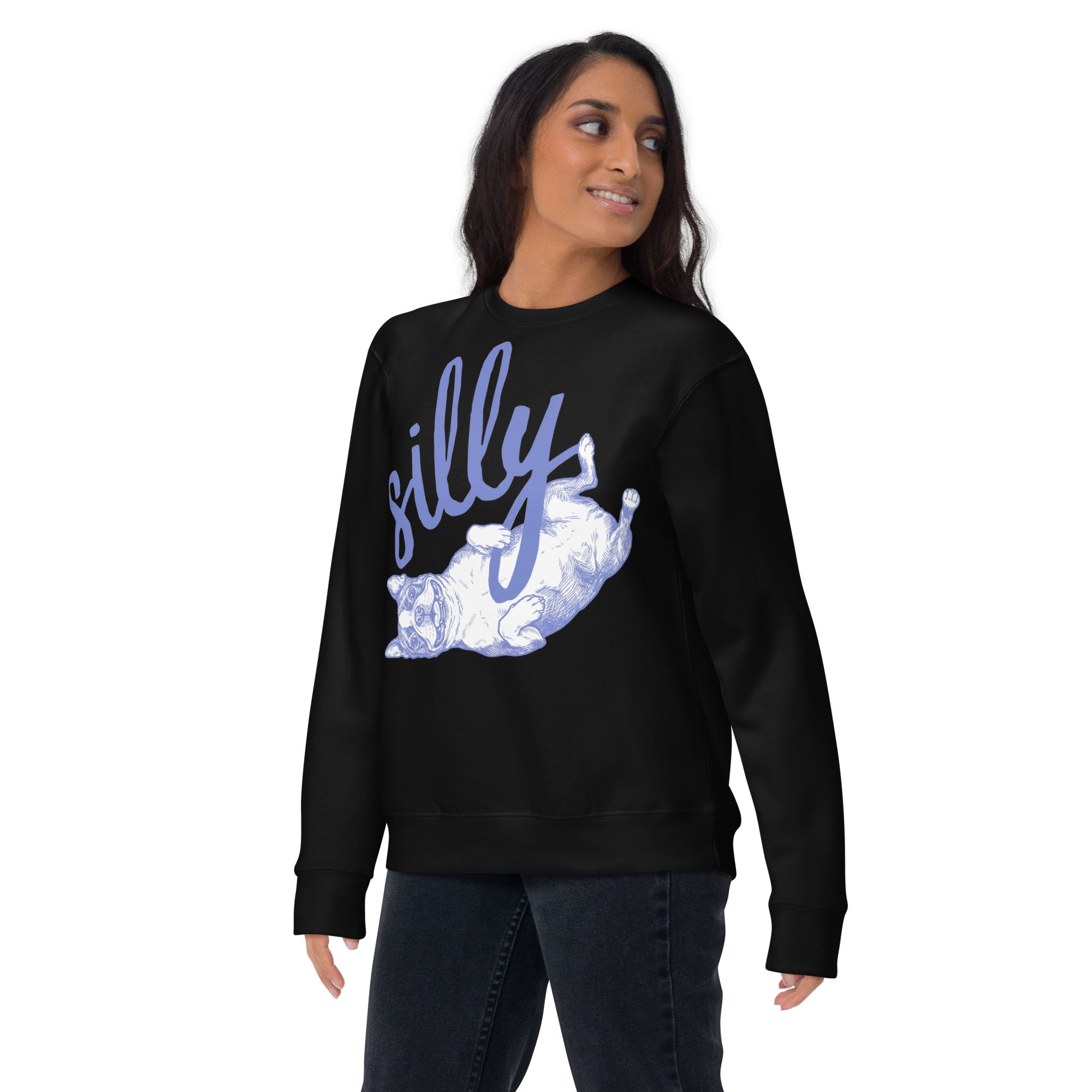 Silly Boston Terrier Dog Upside Down Unisex Premium Sweatshirt .