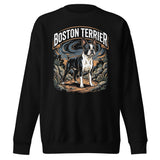 Boston Terrier Wilderness Guardian Unisex Premium Sweatshirt . Black