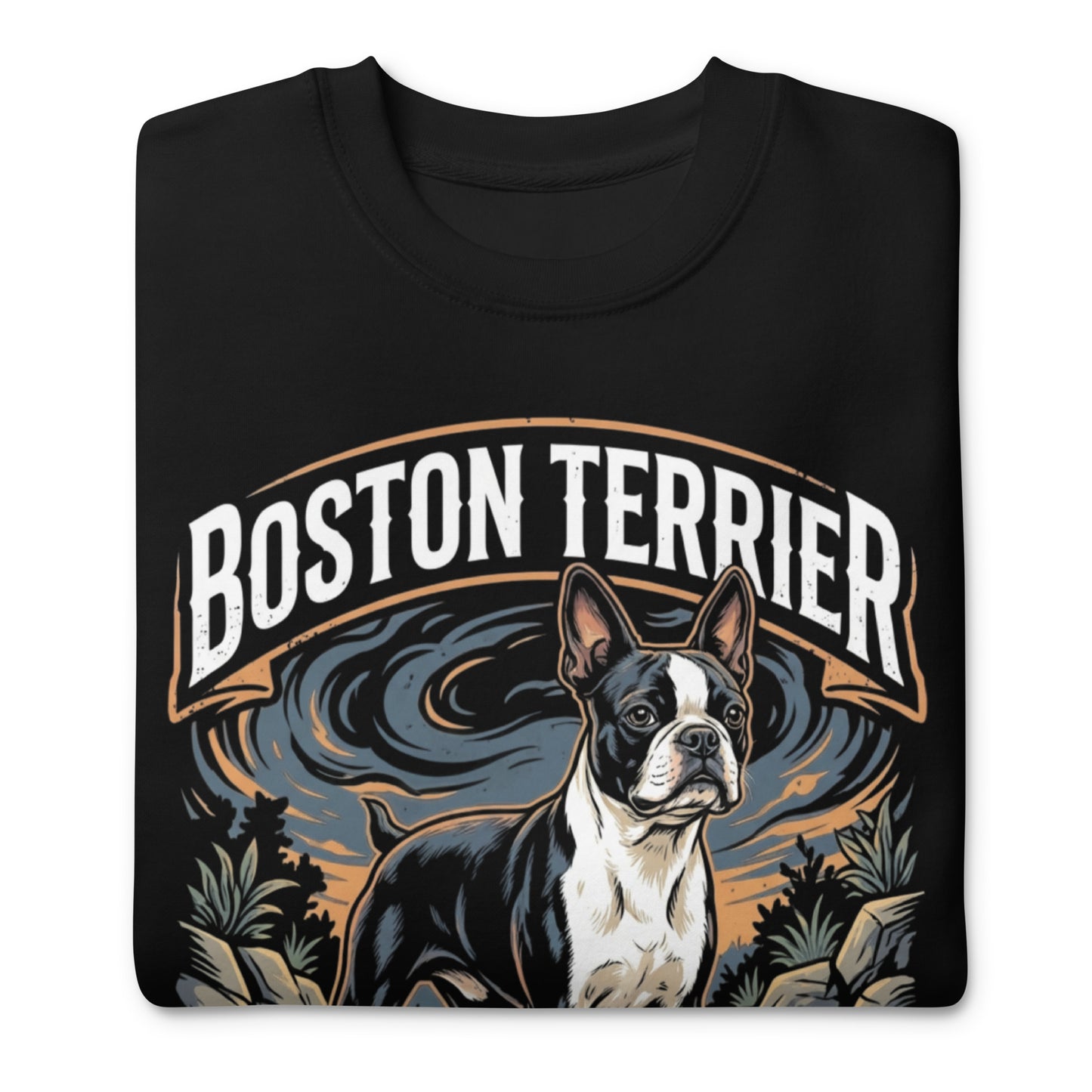 Boston Terrier Wilderness Guardian Unisex Premium Sweatshirt .